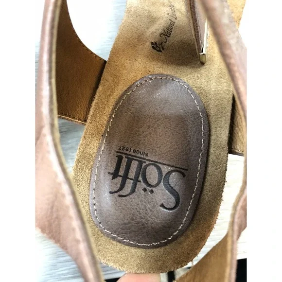 Sofft Verdi Women's Sandal Brown Leather 11 Wedge Ankle Strap Slingback Shoes - Picture 8 of 11